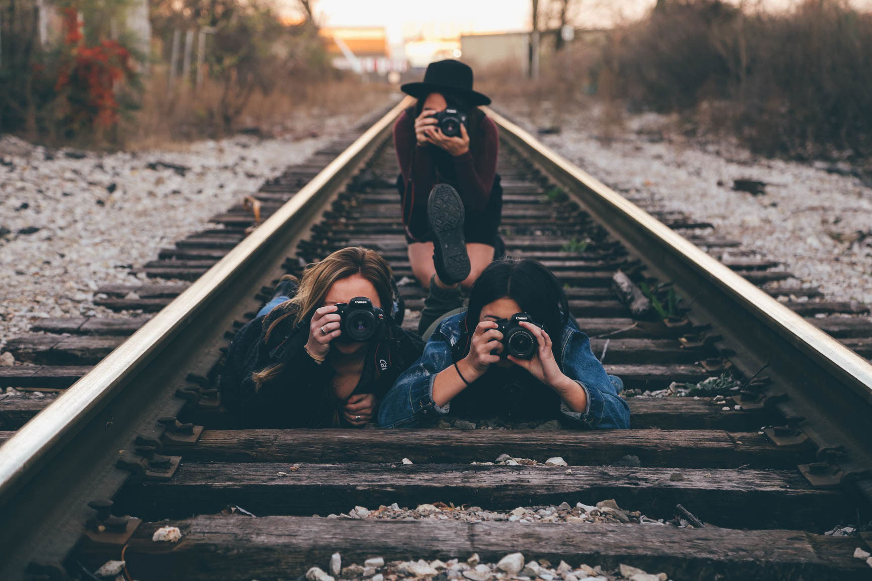 The girls on a train track